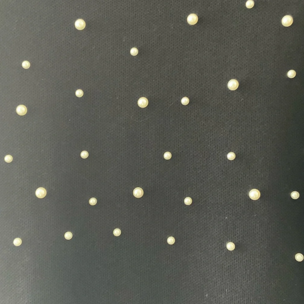 London Times Black Knit Dress  White Pearl Accents Scalloped Neckline NWT Large - Picture 2 of 8